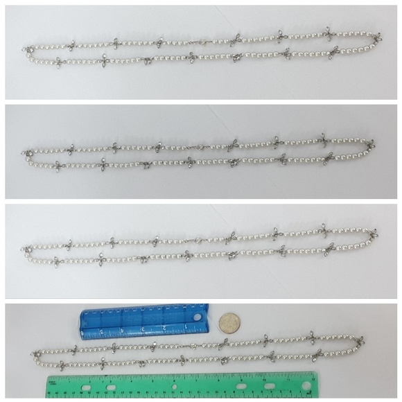 Silvertone Faux Pearls with Accent Beads - Picture 5 of 8